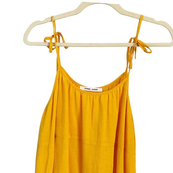 Samsoe Tiered Mini Dress Medium Yellow NEW - Picture 3 of 9